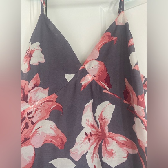 Lulu’s Kimi Dusty Purple Floral Chiffon Ruffled Maxi Dress S High Low New Straps - Picture 5 of 8